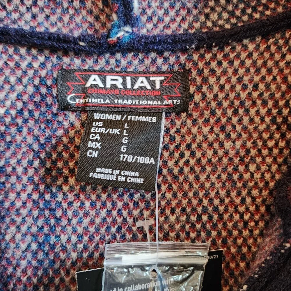 ARIAT Women's Chimayo Duster Sweater, Navy Jacquard M - Picture 3 of 8